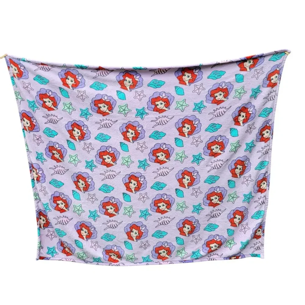 Disney Little Mermaid Glittery Purple Fleece Throw - 50